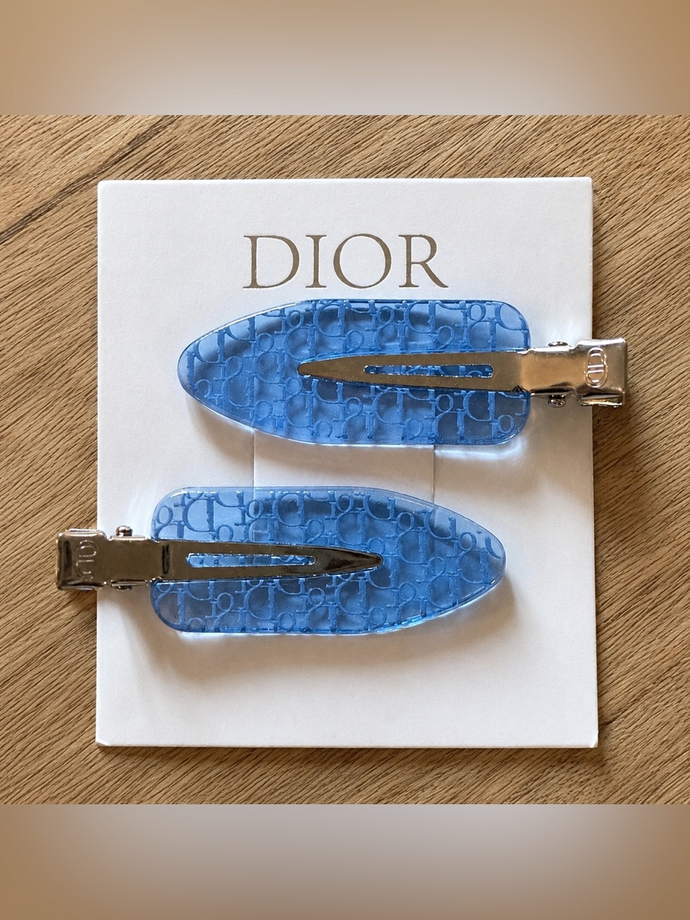 Dior Blue Monogram Resin Snap Hair Clips